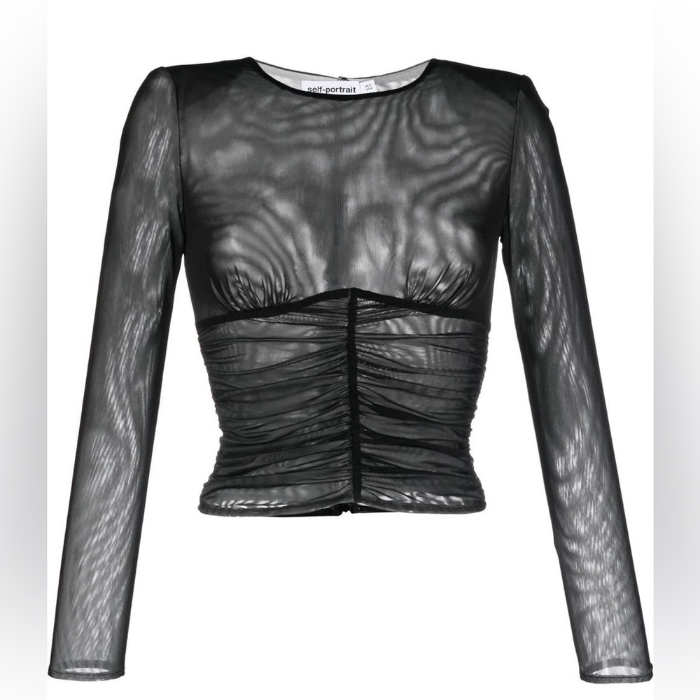 Self Portrait Mesh Long Sleeve Top